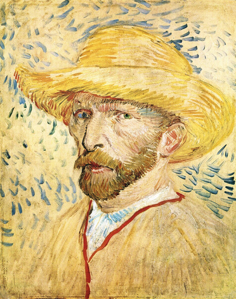 Self Portait with straw hat by Van Gogh